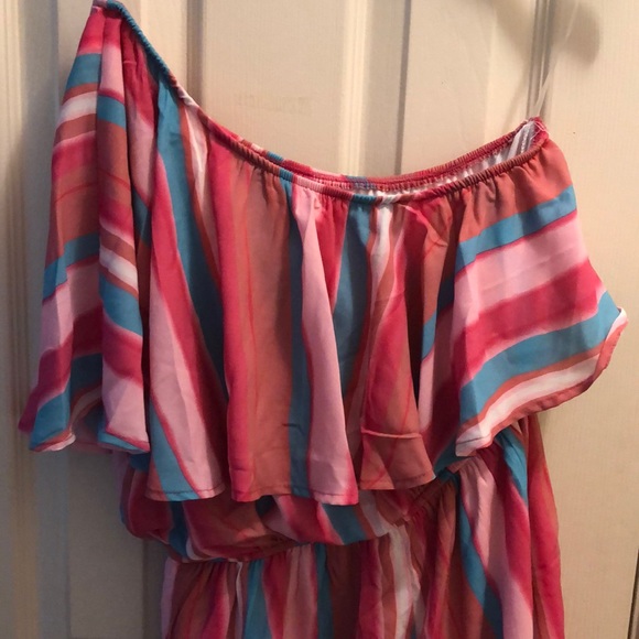 Pink Lily • Landed in Paradise Pink Striped Romper - Picture 7 of 8
